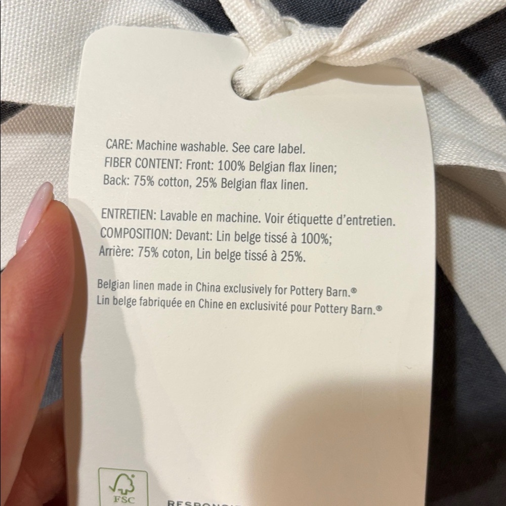 POTTERY BARN BELGIAN FLAX LINEN DUVET COVER STEEL BLUE KING/CAL KING BRAND NEW - Picture 4 of 4